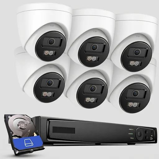 ANNKE 4K PoE Security Camera System, 12MP H.265+ 8CH NVR with 2TB HDD, 6Pcs 8MP IP Turret Outdoor Cams, AI Human & Vehicle Detection, Spotlight Color Night Vision for Outdoor Surveillance, IP67