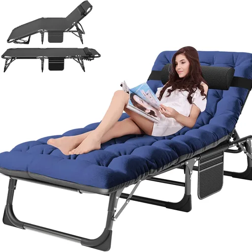 ABORON Tanning Chair, 5-Position Padded Folding Chaise Lounge