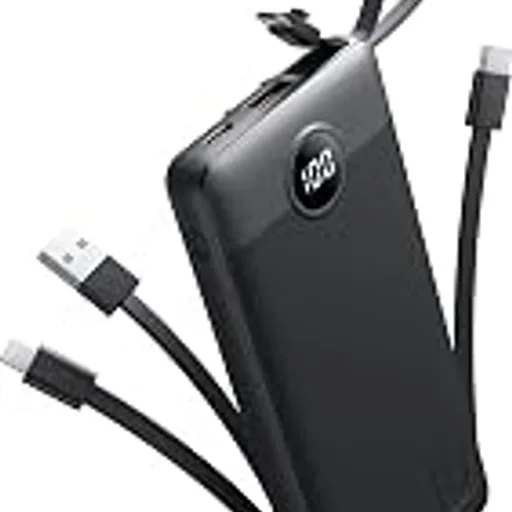 Portable Charger with Built-in Cables