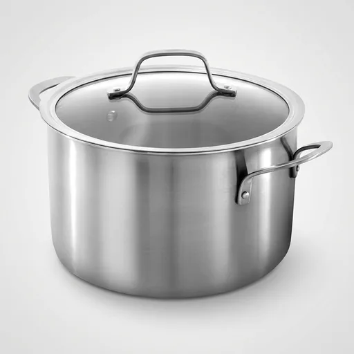 CalphalonBrushed 3-Ply Stainless Steel Cookware Set w/Turbo Heat Tech 6Qt Stock Pot with Lid, Induction, Oven Safe 450F, Brushed Stainless Silver
