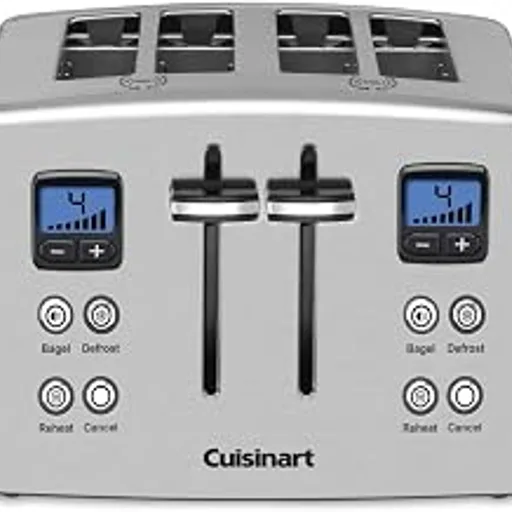 Cuisinart4 Slice Countdown Motorized Toaster, Compact Design with Extra-Wide Slots for Toasting, Defrost & Reheat Functions, CPT-435P1, Stainless Steel