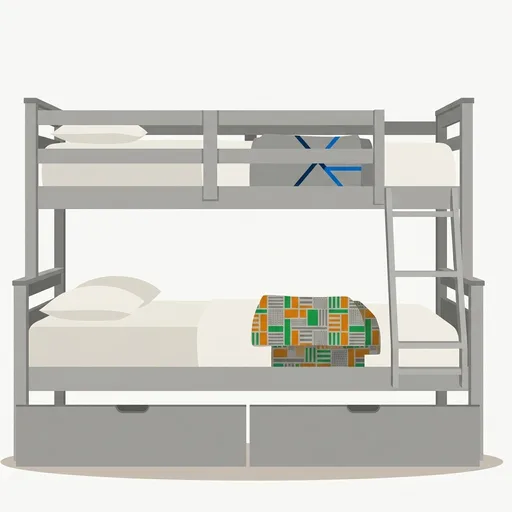 Merax Twin Over Full Bunk Bed with Drawers, Convertible Wood Bunk Bed with Ladders and Two Storage Drawers, Solid Wood Detachable Bunk Bed Frame with Ladders, Grey