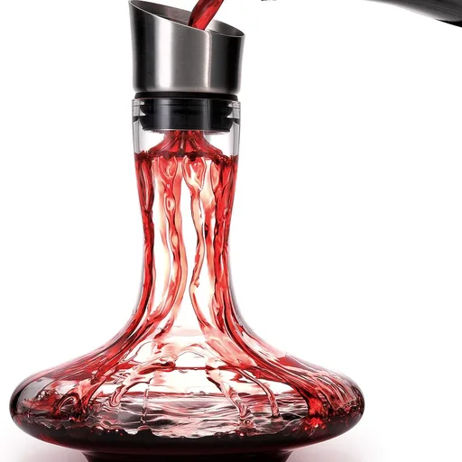 Wine Decanter Built-in Aerator Pourer, Wine Carafe, Red Wine Decanter,100% Lead-free Crystal Glass, Wine Hand-held Aerator, Wine Gift, Wine Accessories (Clear，Crystal)