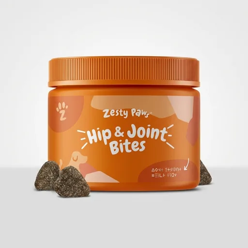 Zesty Paws Hip and Joint for Dogs, Glucosamine for Dogs Hip and Joint Supplement with Chondroitin, MSM, Vitamins C & E - Bacon, 50 Count