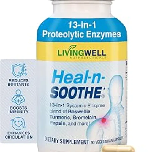 HEAL-N-SOOTHEProteolytic Systemic Enzymes for Joints - 90 Count (1 Pack) | 13-in-1 Joint Supplement with Bromelain, Papain & Boswellia for Mobility, Flexibility