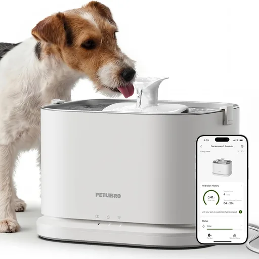 PETLIBRO Quiet Dog Water Fountain Stainless Steel Tray, Smart Pet Water Fountain for Dogs Inside with App Monitoring, 3L Dog Fountain Water Bowl, Automatic Water Dispenser for Dogs, Cat Water Fountain