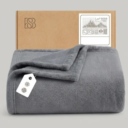 Bedsure GentleSoft Fleece Throw Blanket for Couch Grey - Lightweight Plush Fuzzy Cozy Soft Blankets and Throws for Sofa, Couch, Travel, Camping, 50x60 inches