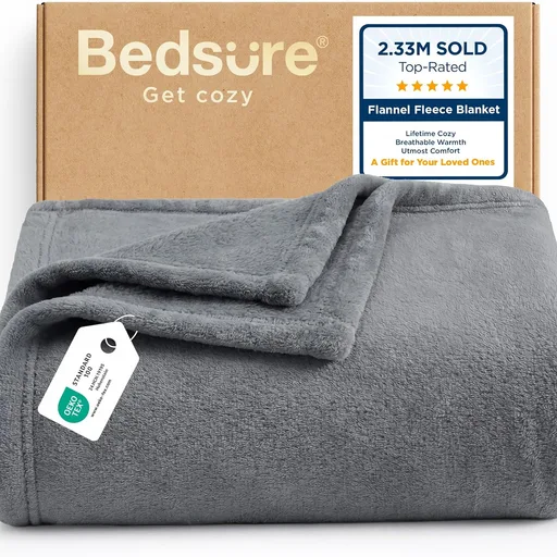 Bedsure Soft Fleece Throw Blanket for Couch Grey - Lightweight Fuzzy Cozy Halloween Decorations Blankets and Throws for Sofa, Couch, Travel, Camping, 50x60 inch