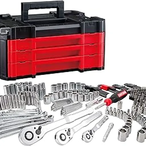 CRAFTSMAN 230 Pcs Mechanics Tool Set, Socket Wrench Set, Car Tool Kit with VERSASTACK Toolbox, SAE and Metric,1/4 in, 3/8 in, and 1/2 Drive, Short and Long Arm