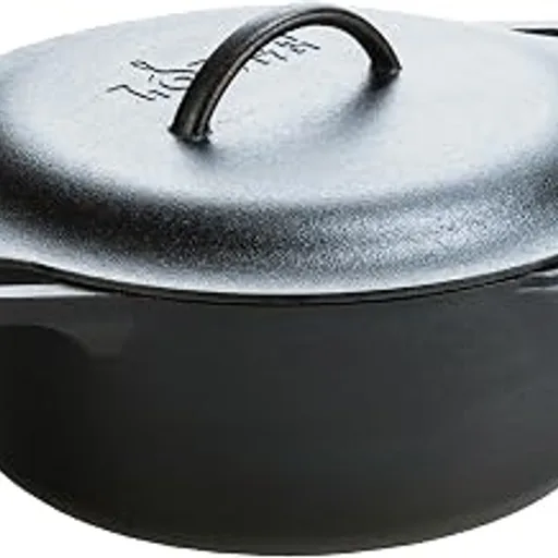 LodgeCast Iron Dutch Oven with Loop Handle, Oven-Safe, 7 Quart | PFAS-Free & Non-Toxic Oven-Safe Cast Iron Dutch Oven with Loop Handle, Even Heat Retention Ever