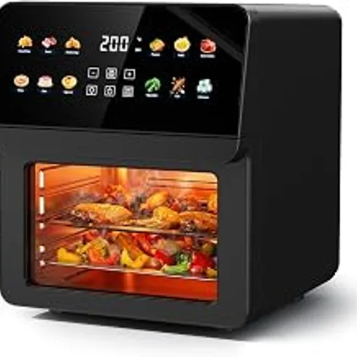 Ludatido 12QT Air Fryer Oven, 8-in-1 Toaster Oven Combo, Family Size, Black