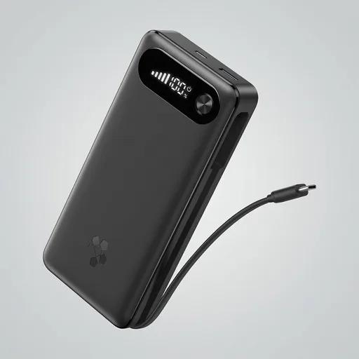 Anker Power Bank, 20,000mAh Travel Essential, Built-in USB-C Cable(Black)