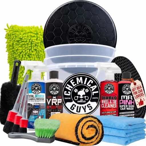 Chemical Guys 17-Piece Car Detailing Kit, Interior & Wheel Cleaner & Wash