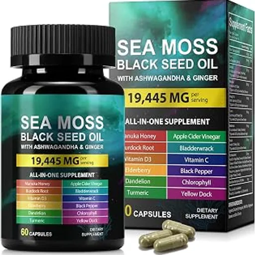 Sea Moss Black Seed Oil Ashwagandha Ginger Supplement