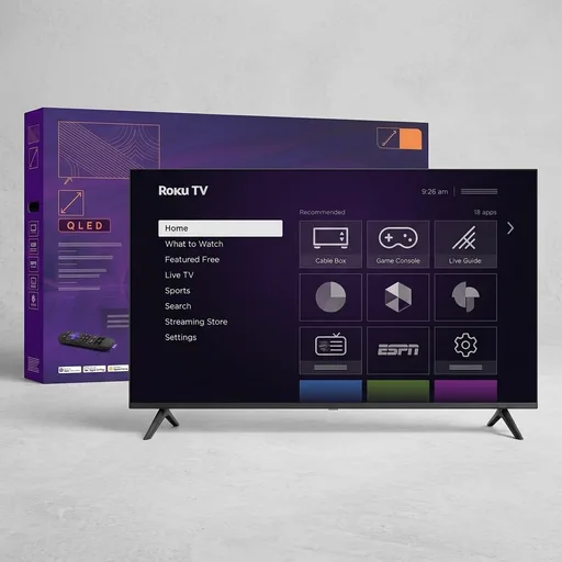 Roku Smart TV 2026 – 55-Inch Select Series, 4K QLED TV – Roku TV with Voice Remote – Flat Screen QLED Television with Wi-Fi for Streaming Live Local News, Sports, & Movies – Bluetooth Headphone Mode
