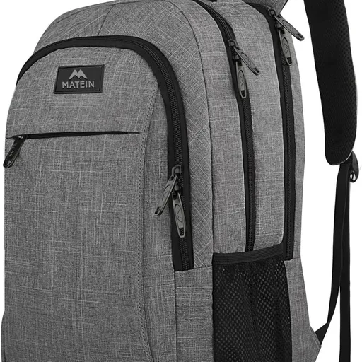 MATEIN Travel Laptop Backpack, Business Anti Theft Slim Sturdy Laptops Backpack Personal Item Bag, Water Resistant College School Computer Bag Gift for Men & Women Fits 15.6 Inch Notebook, Grey
