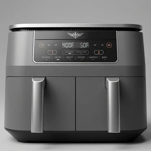 Ninja DZ201 Foodi 8 Quart 6-in-1 DualZone 2-Basket Air Fryer with 2 Independent Frying Baskets, Match Cook & Smart Finish to Roast, Broil, Dehydrate & More for Quick, Easy Meals, Grey