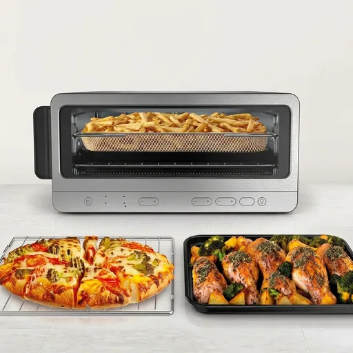 Ninja Air Fryer Toaster Oven Combo | 8-in-1 Functionality | Flip Up & Away for Storage Space | Air Fry Basket, Sheet Pan, Wire Rack & Removable Crumb Tray |1800 Watt | Stainless Steel | SP151