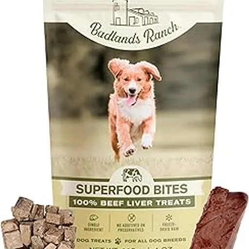 BADLANDS RANCH Superfood Bite Freeze-Dried Beef Liver Dog Treats, 4 oz