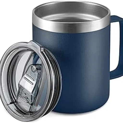 12 oz Insulated Travel Coffee Mug with Handle, Navy