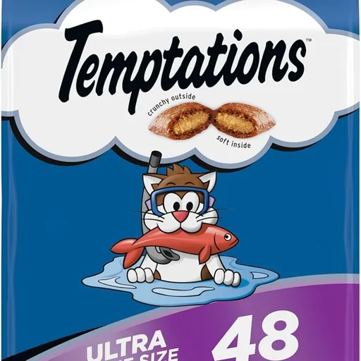 Temptations Cat Treats Classic Crunchy and Soft Cat Treats, Savory Salmon Flavor, 48 oz. Bag