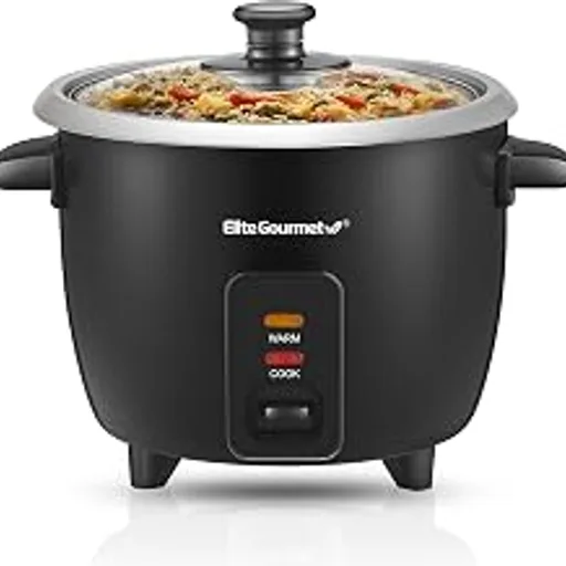 Elite Gourmet ERC003BX Rice Cooker, Keep Warm, Black, 6 Cups Cooked