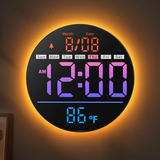 8in Round Digital Wall Clock