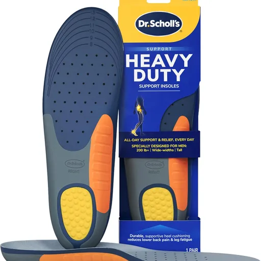 Dr. Scholl's Heavy Duty Support Insole Orthotics, Big & Tall, 200lbs+, Wide Feet, Shock Absorbing, Arch Support, Distributes Pressure, Trim to Fit Inserts, Work Boots & Shoes, Men Size 8-14, 1 Pair