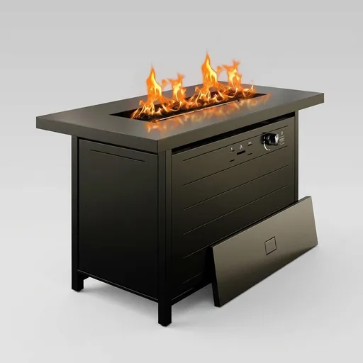 Ciays 42 Inch Gas Fire Pit Table, 60,000 BTU Propane Pits for Outside with Steel Lid and Lava Rock, 2 in 1 Firepit Table Gatherings Parties on Patio Deck Garden Backyard, Black