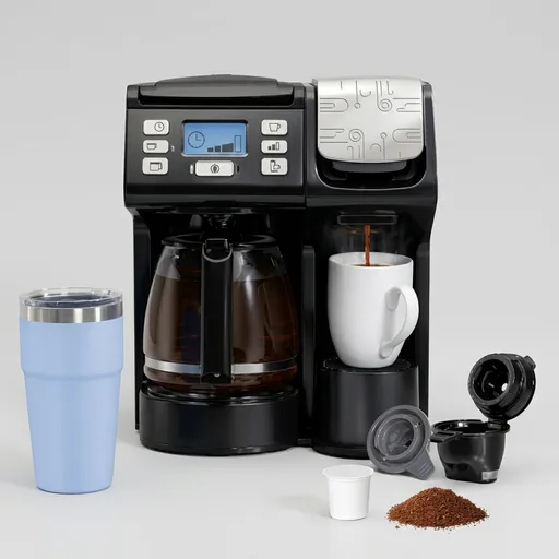 Hamilton Beach FlexBrew Trio 2-Way Coffee Maker, Compatible with K-Cup Pods or Grounds, Combo, Single Serve & Full 12c Pot, Black - Fast Brewing (49902)