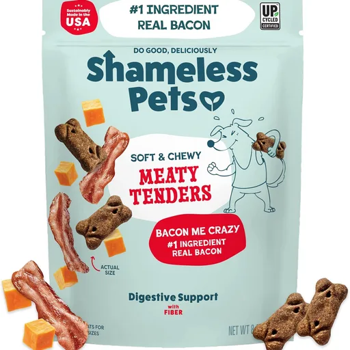 Shameless Pets Soft Dog Treats – Bacon Me Crazy Meaty Tenders, Soft & Chewy Treats for Dogs, Real Bacon 1st Ingredient, Grain Free, Healthy Treats for Small, Medium & Large Dogs, 8oz
