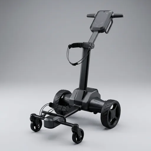 Electric Golf Push Cart, Foldable Smart Robotic Caddy with 6-Axis Gyroscope, APP Control, Automatic Follow, Range Up to 40 km for Golf Courses