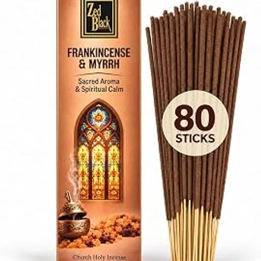 Frankincense Incense Sticks with Myrrh Scent, 80 Count,Frankincense & Myrrh Incense for Church, Prayer, Meditation, Cleansing & Home Fragrance, Warm Hand Rolled