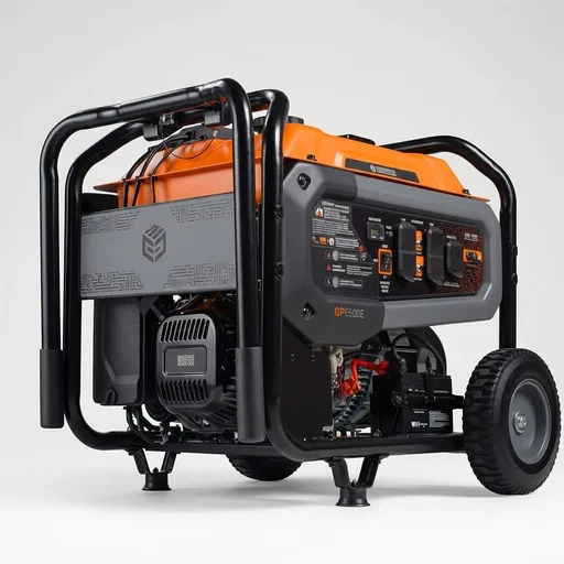Generac 6,875 Starting Watt Portable Gas Generator - Electric Start - Home Backup or RV Ready - Heavy Duty Frame - Quiet, Long Runtime, Emergency Power - 50-State Compliant