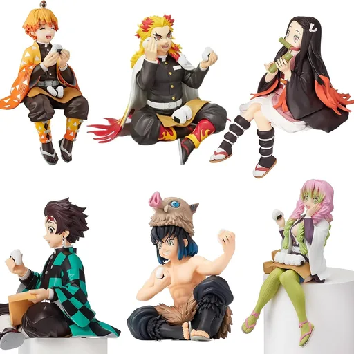 6Pcs Demon Anime Figures Set, Slayer Characters for Anime Fans (Rice Ball)