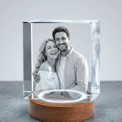 ArtLira Personalized 3D Crystal Pet Memorial Gift, Custom Laser Engraved Photo Keepsake with Wooden Base, US Sympathy Gift for Loss of Dog Cat, Anniversary Birthday Gifts for Couples Family (100*100*40mm)