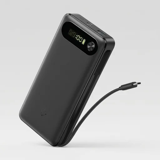 Anker Power Bank, 20,000mAh Travel Essential, Built-in USB-C Cable(Black)