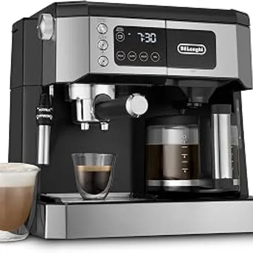 De'LonghiAll-in-One Espresso & Coffee Maker, 10-Cup Pot, Milk Frother | #1 Worldwide Espresso Machine Maker, Dual Heating System, Milk Frother, 15-Bar Pressure