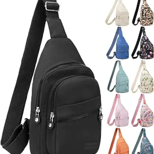 BaneluSmall Sling Backpack Crossbody Bags for Women Men, Small Sling Bag Cross Body Bag Fanny Packs Crossbody Purses - Black