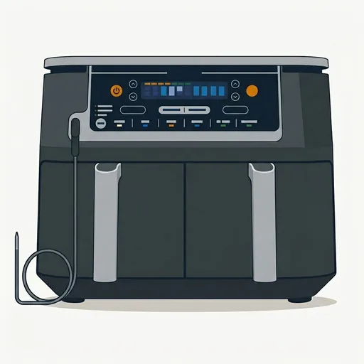 Ninja DZ550 Foodi 10 Quart 6-in-1 DualZone Smart XL Air Fryer with 2 Independent Baskets, Smart Cook Thermometer for Perfect Doneness, Match Cook and Smart Finish to Roast, Dehydrate and More, Black