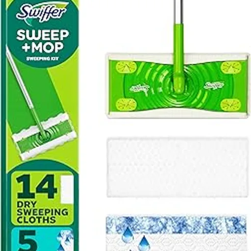 SwifferSweeper 2-in-1 Mops for Floor Cleaning, Dry and Wet Multi Surface Floor Cleaner, Sweeping and Mopping Starter Kit, Includes 1 Mop + 19 Refills, 20 Piece