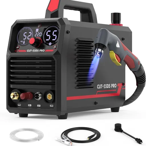 YESWELDER 55 Amp Plasma Cutter Non-High Frequency, Large LED Digital Display Non-Touch Pilot Arc, Digital DC Inverter 110/220V Dual Voltage Plasma Cutting Machine CUT-55DS PRO