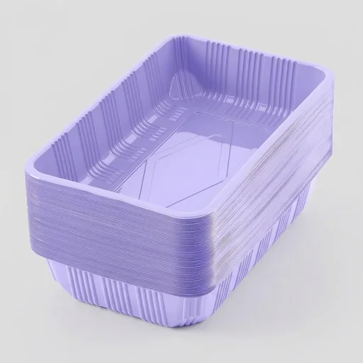 Tessco for you 60 Pack Cat Disposable Litter Boxes Plastic Kitty Litter Trays Recyclable Pans for Pet Travel, 16.7 x 10.5 x 3.4 Inch (Light Purple)