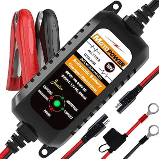 MOTOPOWERMP00205A 12V 800mA Automatic Battery Charger, Maintainer, Trickle and Desulfator
