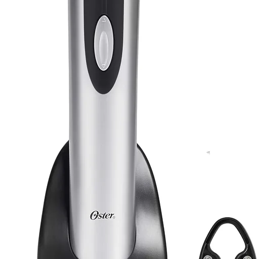 Oster Cordless Electric Wine Bottle Opener with Foil Cutter, Silver