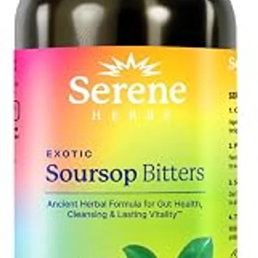 Serene HerbsSoursop Bitters Liquid with Soursop Leaves for Gut Cleanse, Detox & Immune Boost with Black Seed, Moringa, Irish Moss, Ashwaganda, Turmeric, 16 fl o