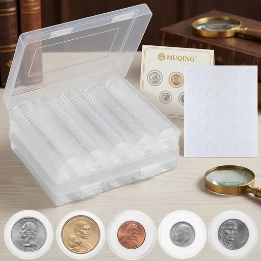 MUQING 240 PCS 30mm Plastic Coin Capsule Holder, 5 Sizes Protect Gasket Coin Case for Collectors, Round Coin Collecting Supplies with Storage Box