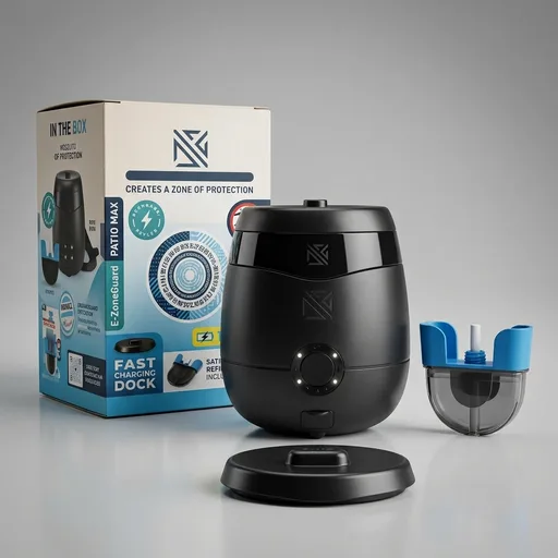 Thermacell E-ZoneGuard Patio Max Mosquito Repellent 12Hr Bat + Chrging Dock | 20-FT Zone; 36Hr Refill; Rechargeable; Fast Charging; Proven Outdoor Protection; Bug Spray Alternative; Scent Free; DEET-Free