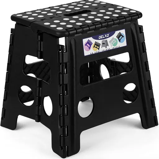 Delxo Folding Step Stool 13 Inch,300 Lbs Step Stool for Adults Black