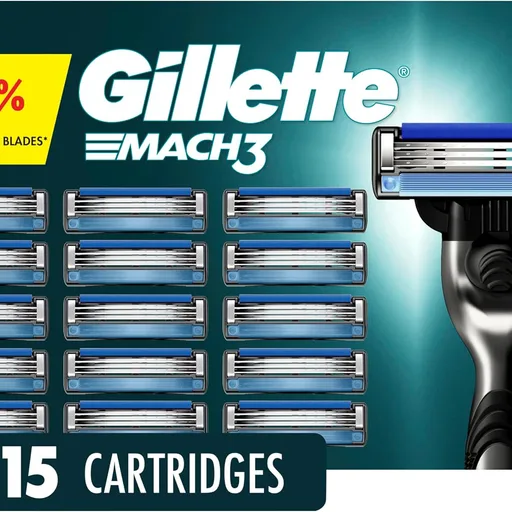 Gillette Mach3 Men's Razor Blades, 15 Blade Refills